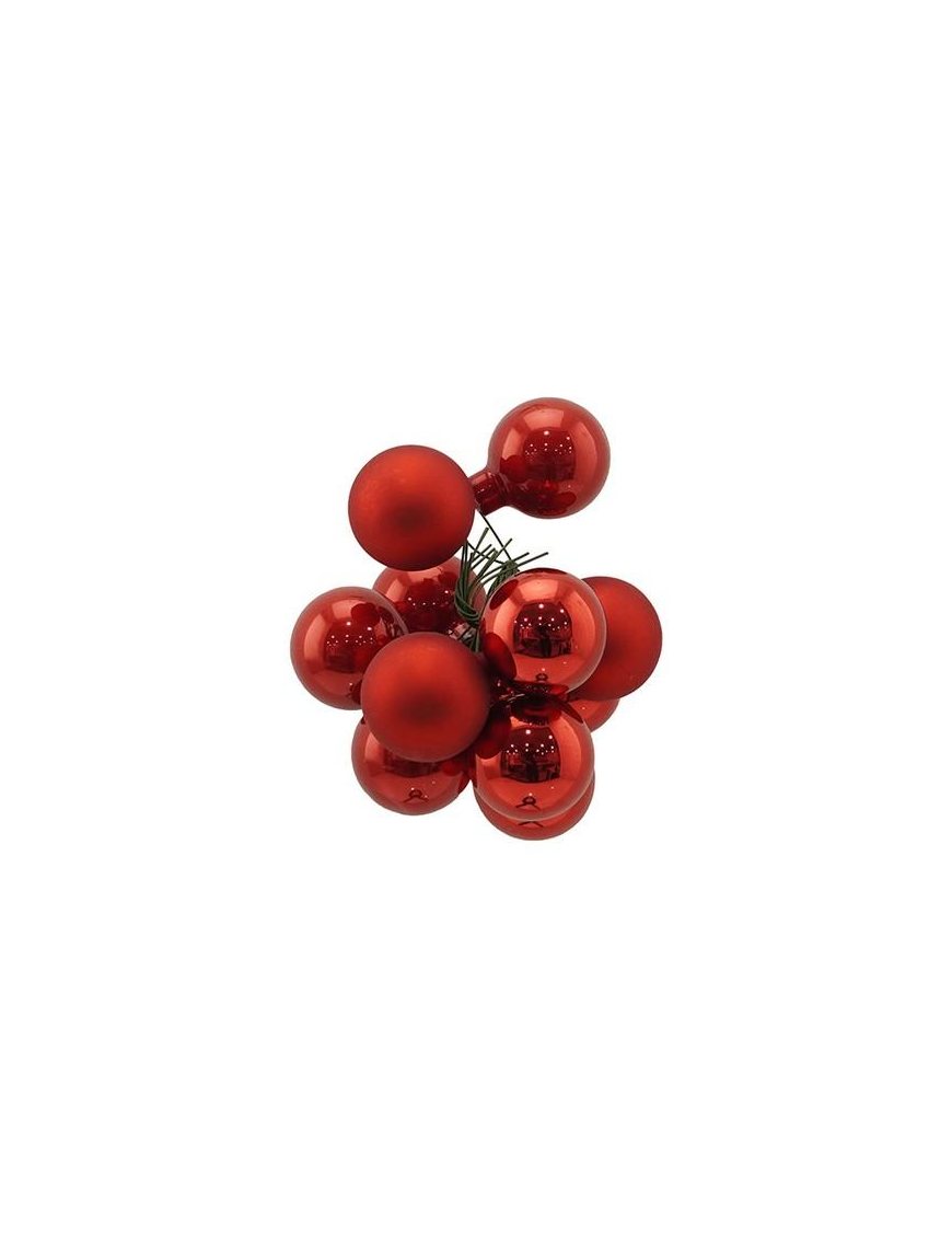 LINEA VETRO GRAPPOLO SFERE 3cm 12pz ROSSO