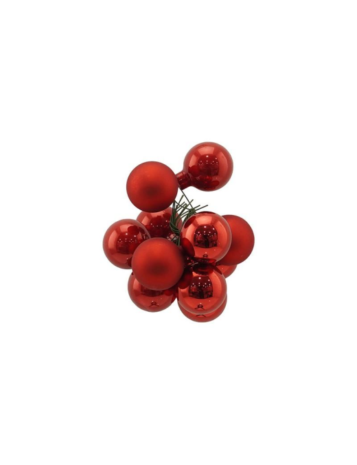 GLASS LINE BUNCH SPHERES 3cm 12pcs RED