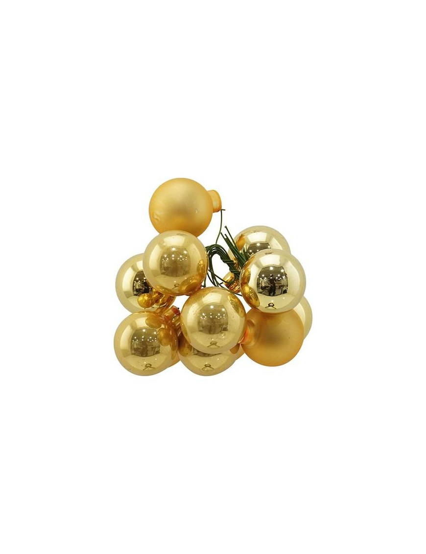 GLASS LINE BUNCH SPHERES 3cm 12pcs GOLD