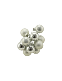 GLASS LINE BUNCH SPHERES 3cm 12pcs SILVER
