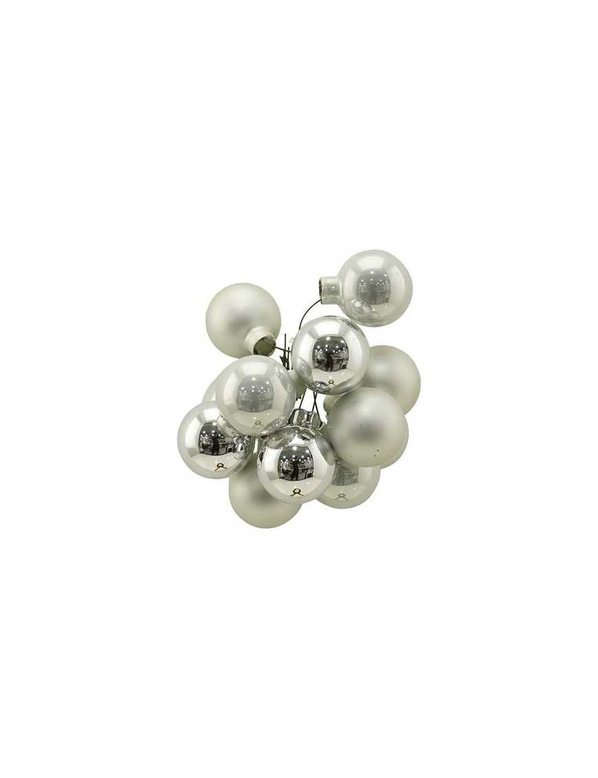 GLASS LINE BUNCH SPHERES 3cm 12pcs SILVER