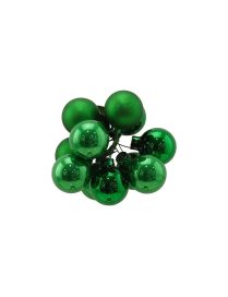 GLASS LINE BUNCH SPHERES 3cm 12pcs GREEN