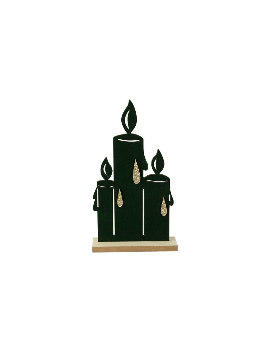 DEC.ORO/VERDE LEGNO CANDELE 18x10cm