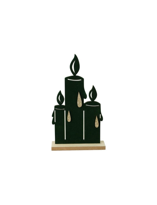 DEC.ORO/VERDE LEGNO CANDELE 18x10cm