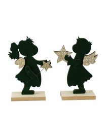 DEC.ORO/VERDE LEGNO ANGELO 15x10cm