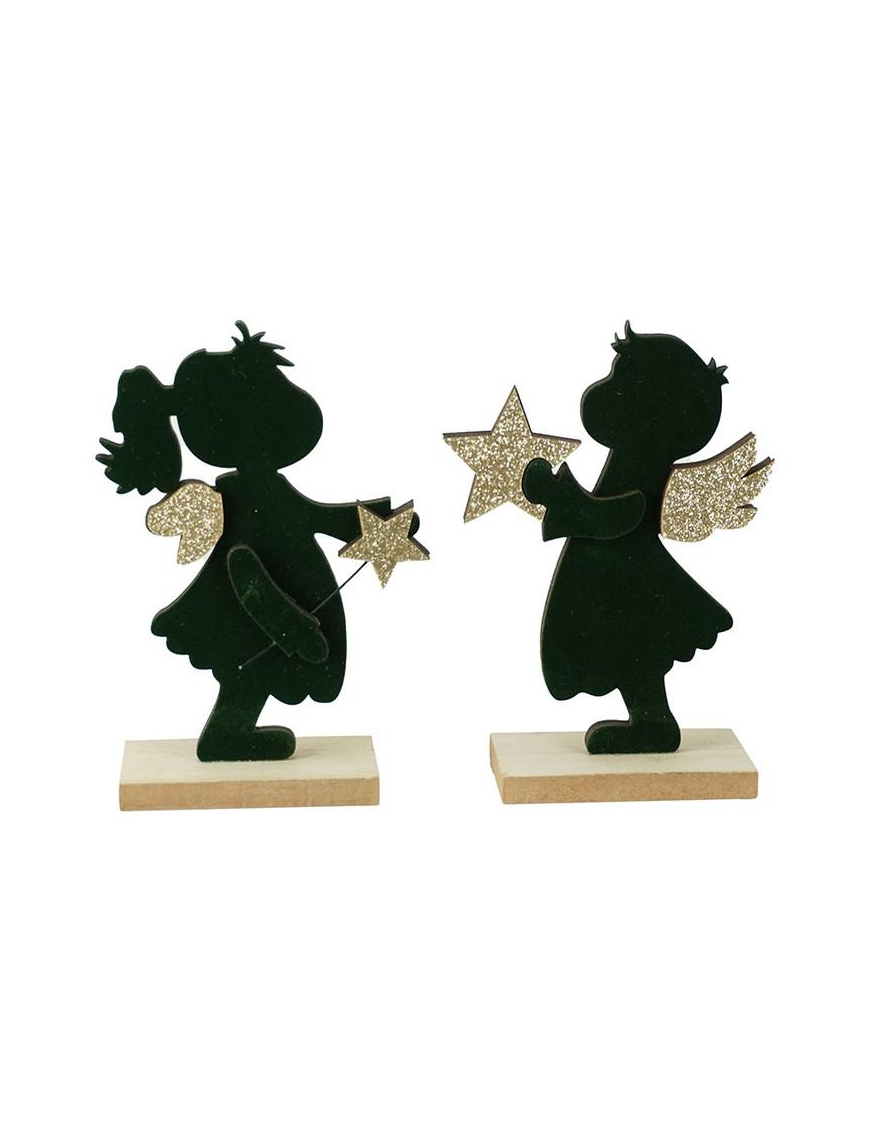 DEC.ORO/VERDE LEGNO ANGELO 15x10cm