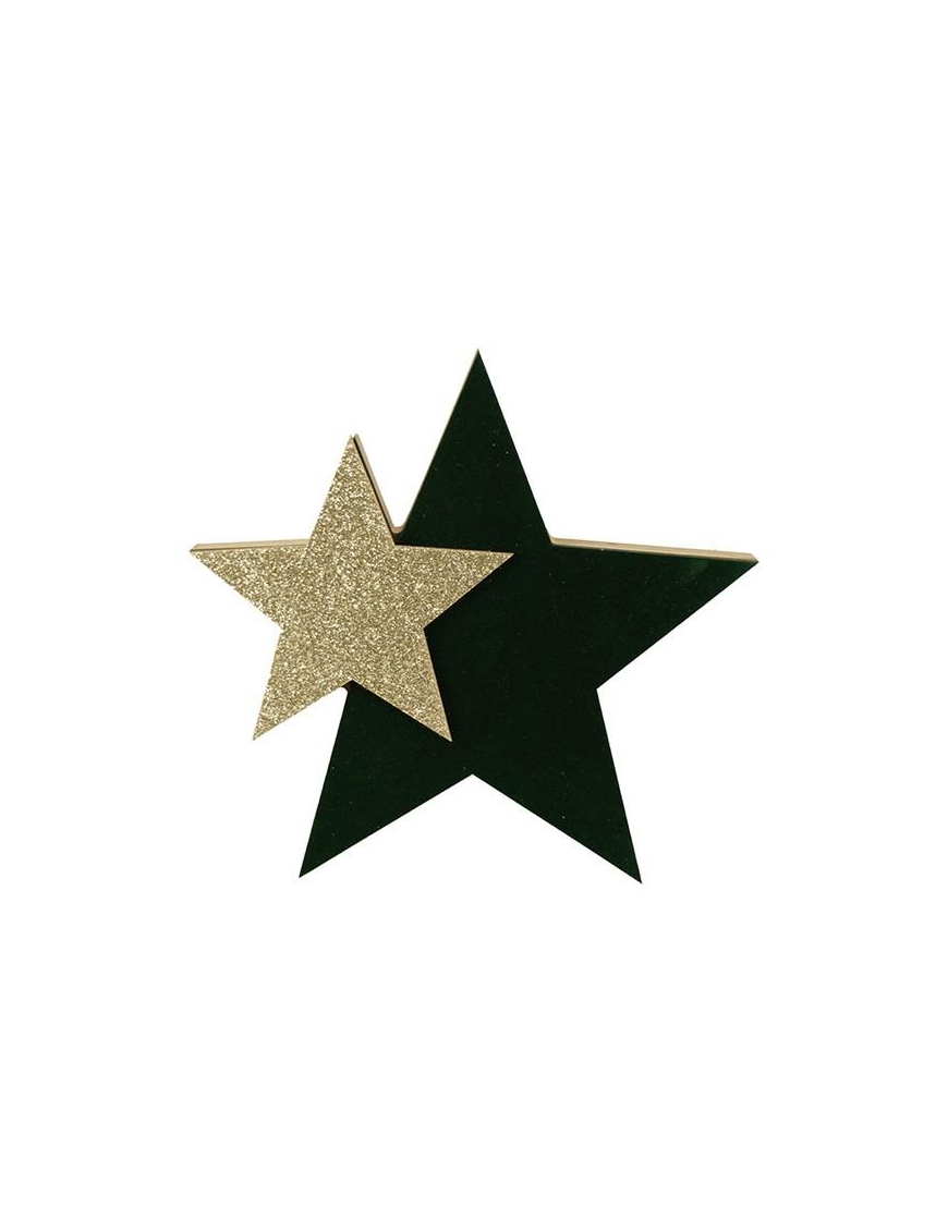 DEC.ORO/VERDE LEGNO STELLA 19x18cm