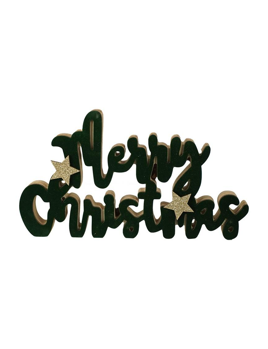 DEC.ORO/VERDE SCRITTA CHRISTMAS 27x15cm