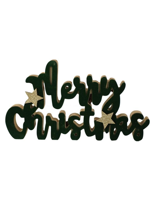 DEC.ORO/VERDE SCRITTA CHRISTMAS 27x15cm