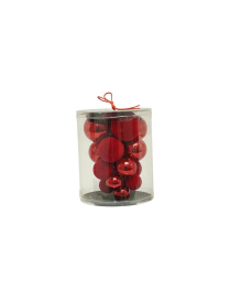RED SHINY AND VELVET SPHERES ASSORTED SIZES 17pcs