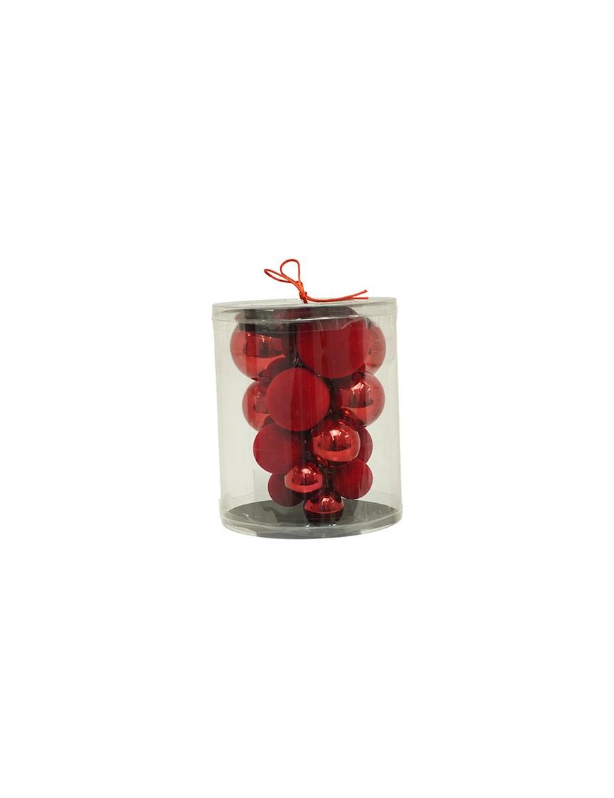 SFERE ROSSO LUCIDE E IN VELLUTO MISURE ASSORTITE 17pz