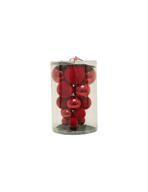 SFERE ROSSO LUCIDE E IN VELLUTO MISURE ASSORTITE  21pz