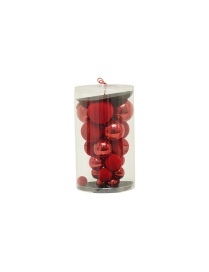 SFERE ROSSO LUCIDE E IN VELLUTO MISURE ASSORTITE  25pz