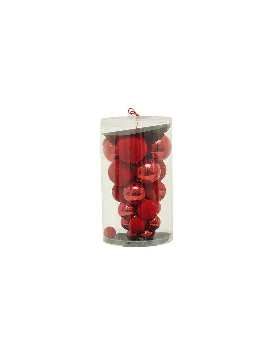 SFERE ROSSO LUCIDE E IN VELLUTO MISURE ASSORTITE  25pz