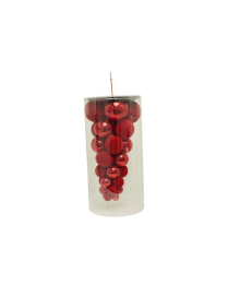 RED SHINY AND VELVET SPHERES ASSORTED SIZES 33pcs