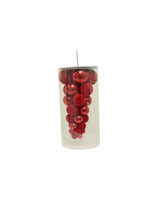 SFERE ROSSO LUCIDE E IN VELLUTO MISURE ASSORTITE  33pz