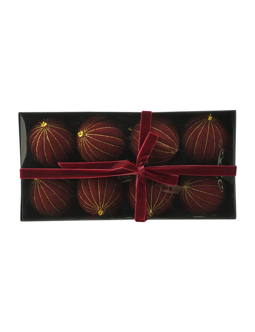 SFERA SPICCHI VELLUTO BORDEAUX 10cm 8pz