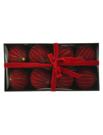 SFERA SPICCHI VELLUTO ROSSO 10cm 8pz