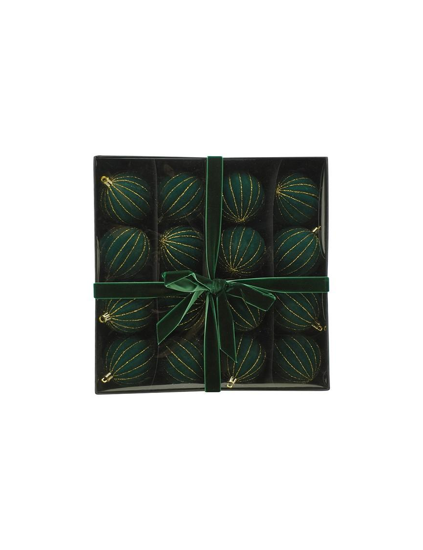 SFERA SPICCHI VELLUTO VERDE  7cm 16pz