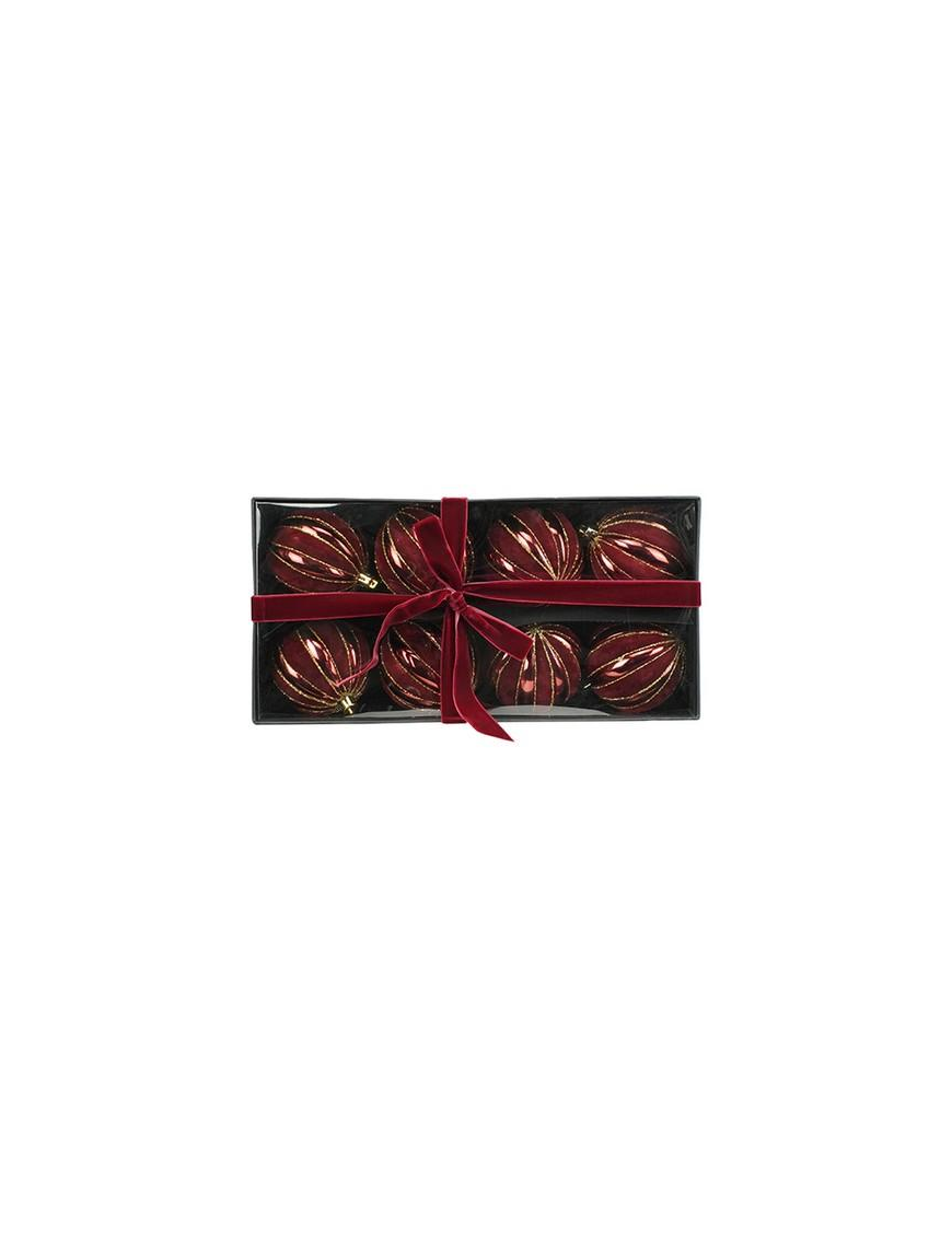 SFERA SPICCHI LUCIDA CON VELLUTO BORDEAUX  8cm 8pz