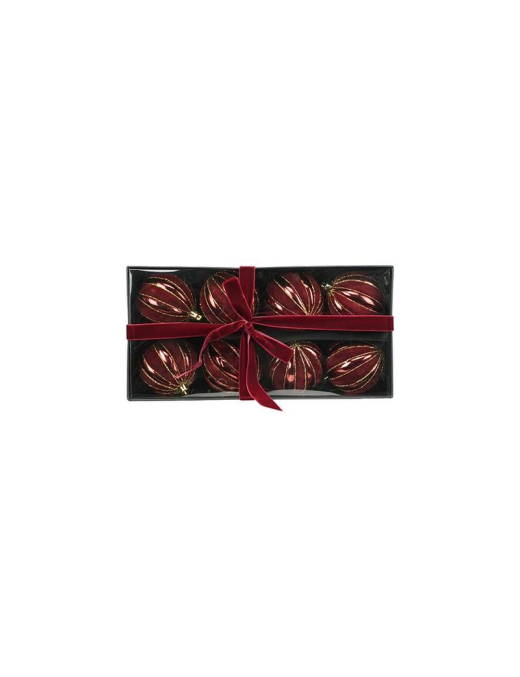 SFERA SPICCHI LUCIDA CON VELLUTO BORDEAUX  8cm 8pz