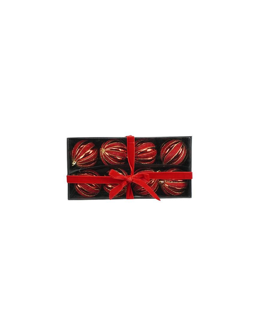 SFERA SPICCHI LUCIDA CON VELLUTO ROSSO  8cm 8pz