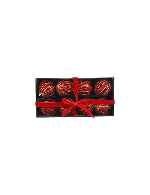 8cm 8pcs Glossy Segmented Ball with Red Velvet