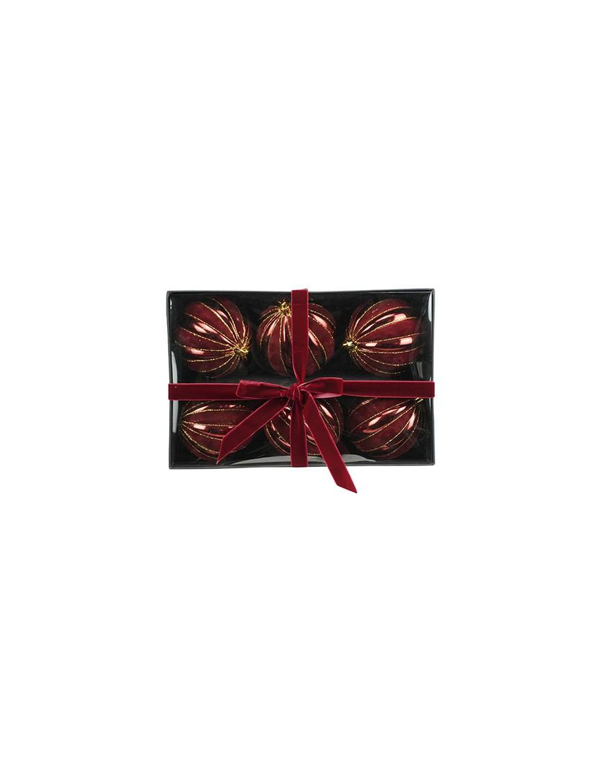 SFERA SPICCHI LUCIDA CON VELLUTO BORDEAUX 10cm 6pz