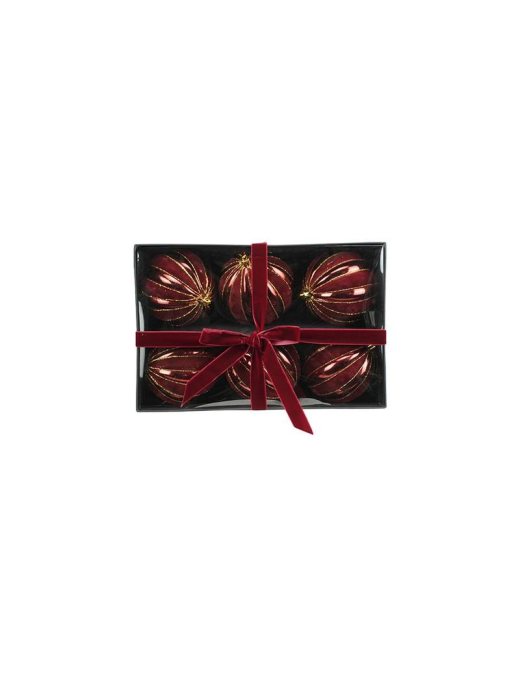 SFERA SPICCHI LUCIDA CON VELLUTO BORDEAUX 10cm 6pz