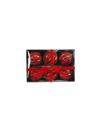 SFERA SPICCHI LUCIDA CON VELLUTO ROSSO 10cm 6pz