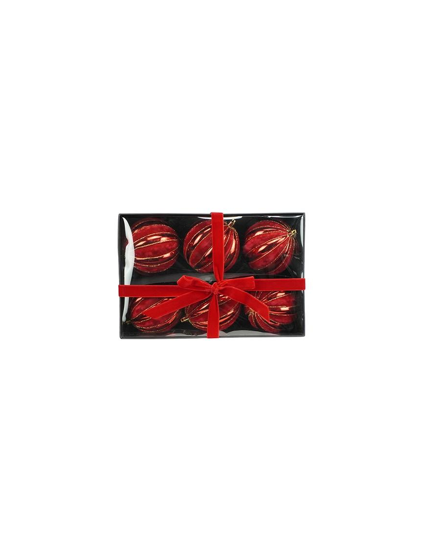SFERA SPICCHI LUCIDA CON VELLUTO ROSSO 10cm 6pz