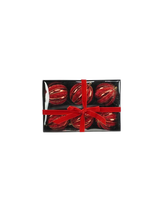 SFERA SPICCHI LUCIDA CON VELLUTO ROSSO 10cm 6pz
