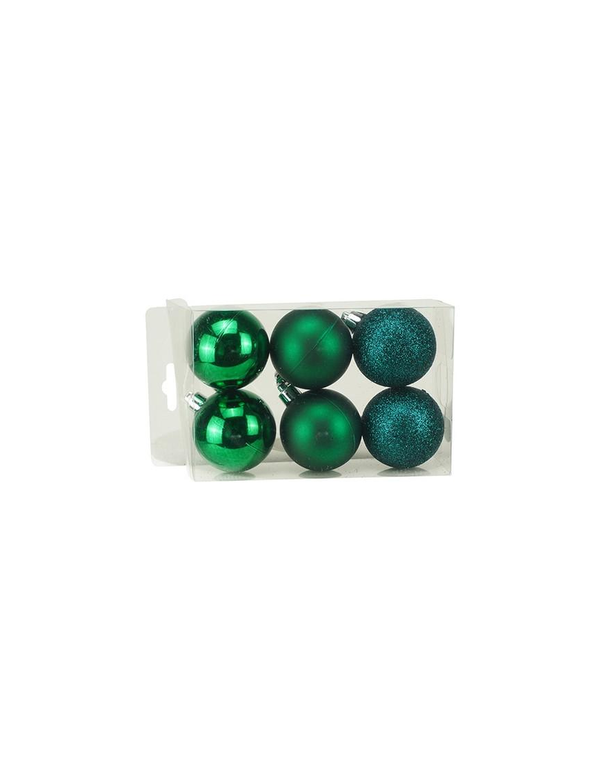 GLOSSY/MATTE/GLITTERY SPHERES GREEN 5cm 6pcs
