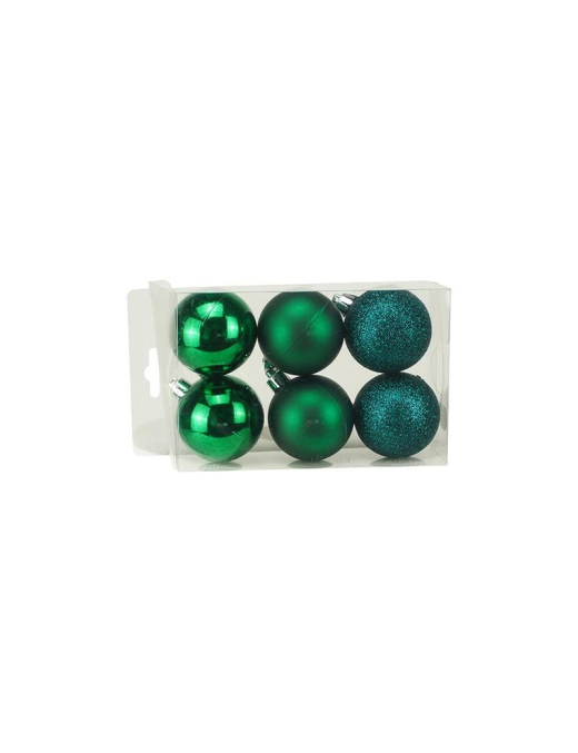 GLOSSY/MATTE/GLITTERY SPHERES GREEN 5cm 6pcs