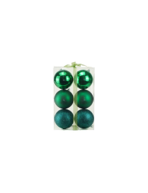 POLISHED/MATTE/GLITTERED GREEN BALLS 10cm 6pcs