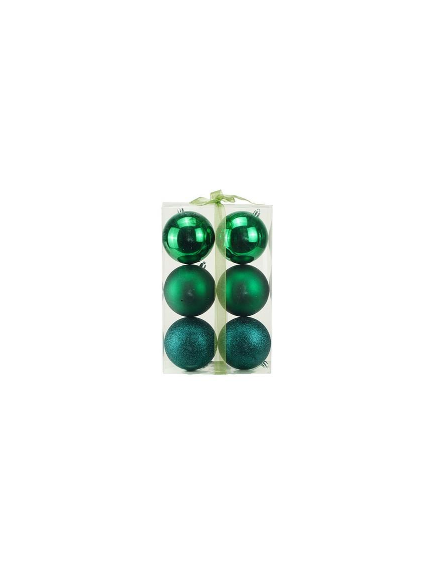 POLISHED/MATTE/GLITTERED GREEN BALLS 10cm 6pcs