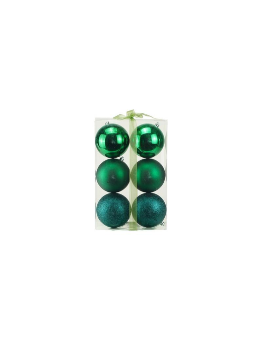 POLISHED/MATTE/GLITTERED GREEN BALLS 10cm 6pcs