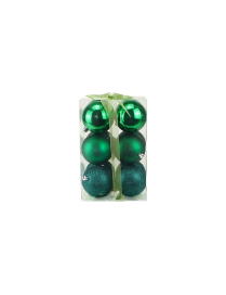 GLOSSY/MATTE/GLITTERY SPHERES GREEN 8cm 12pcs