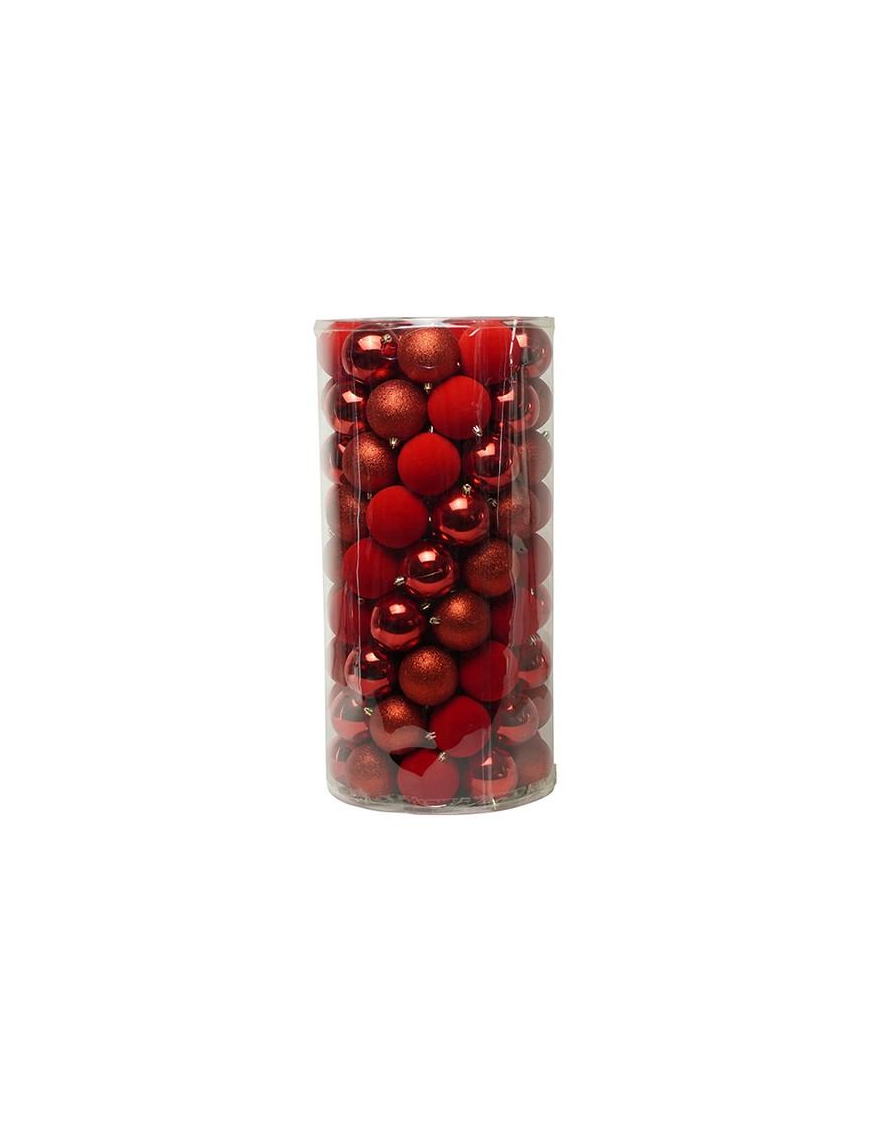 SFERE VELLUTO ROSSO LUCIDE/GLITTERATE  8cm 100pz