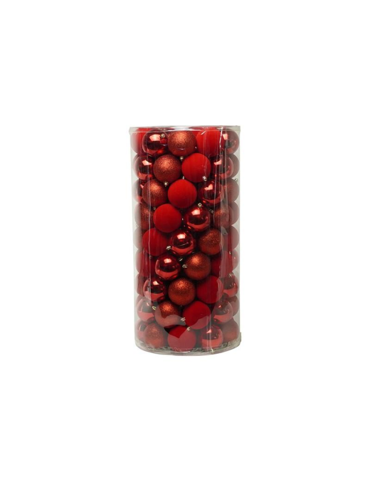 RED VELVET SHINY/GLITTERY BALLS 8cm 100pcs