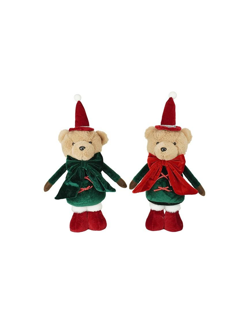 PELUCHE ORSO ROSSO/VERDE 43cm