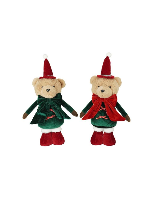 PELUCHE ORSO ROSSO/VERDE 43cm