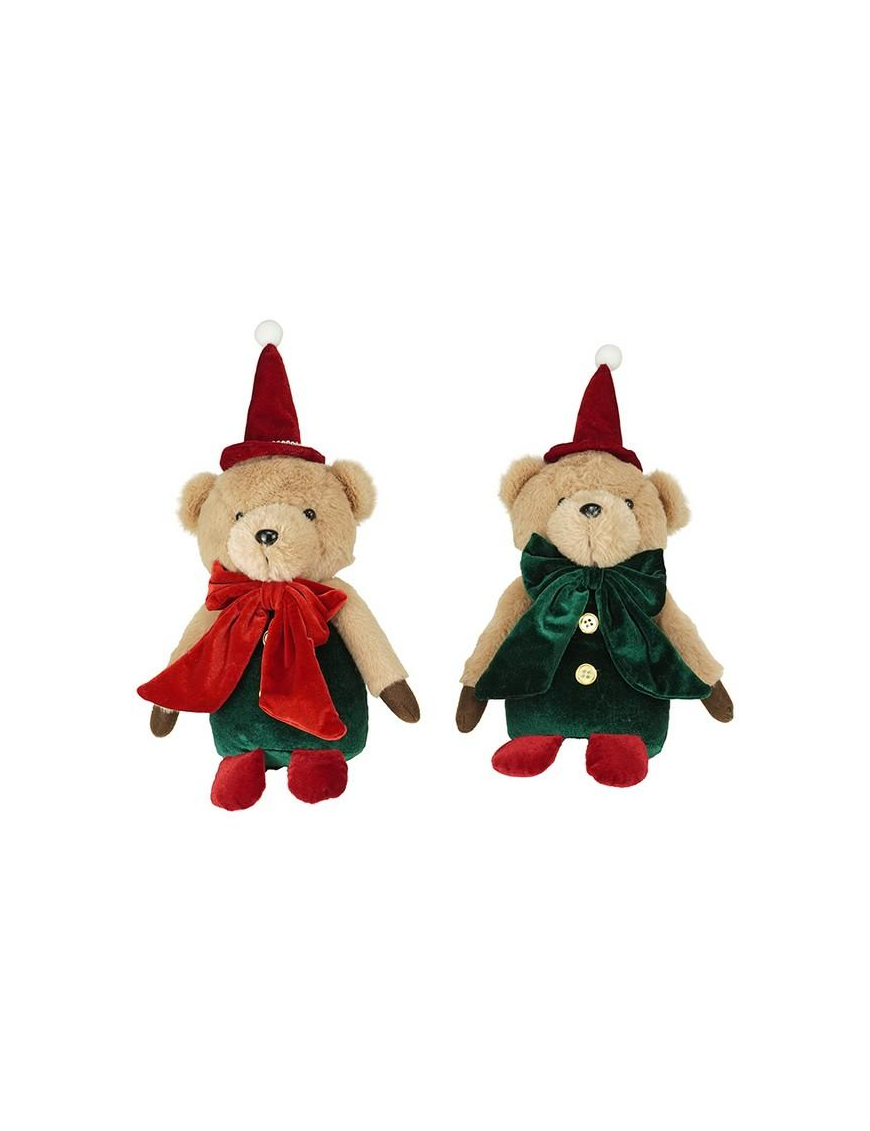 PELUCHE ORSO ROSSO/VERDE 35cm