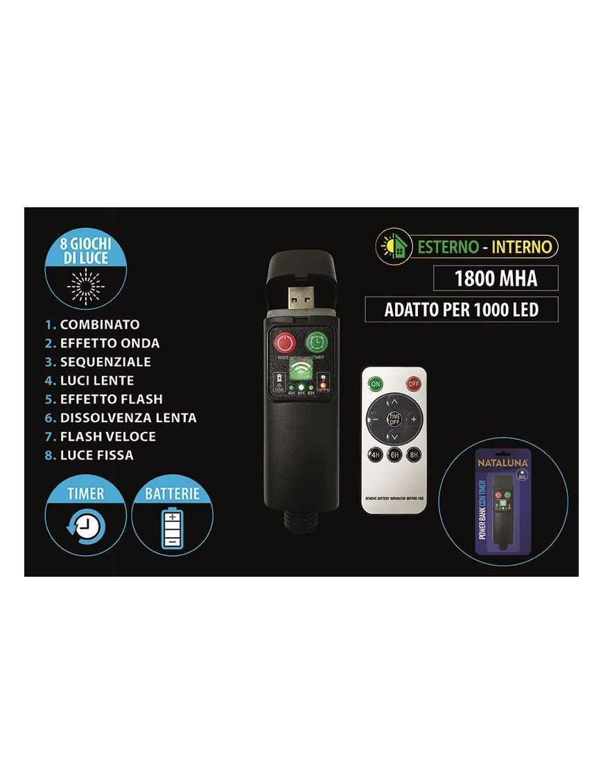 POWERBANK USB X LUCI 1000LED