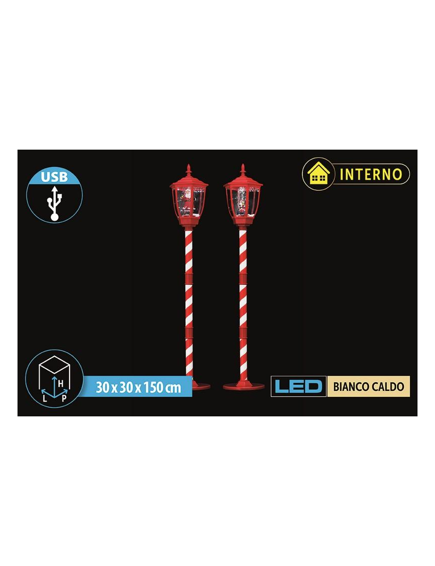 LAMPIONE A BATT. C/LED-MUSIC-NEVE 150cm