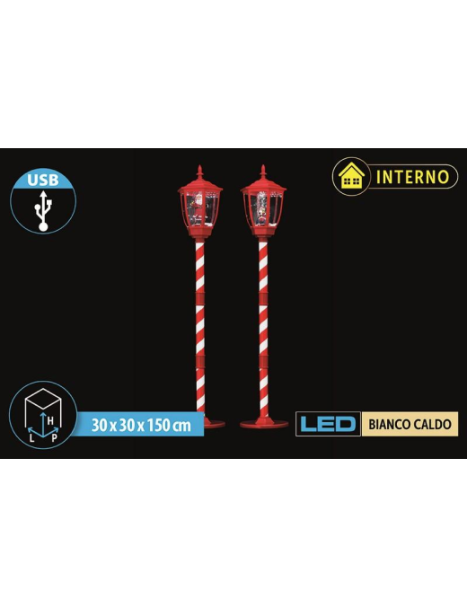 LAMPIONE A BATT. C/LED-MUSIC-NEVE 150cm