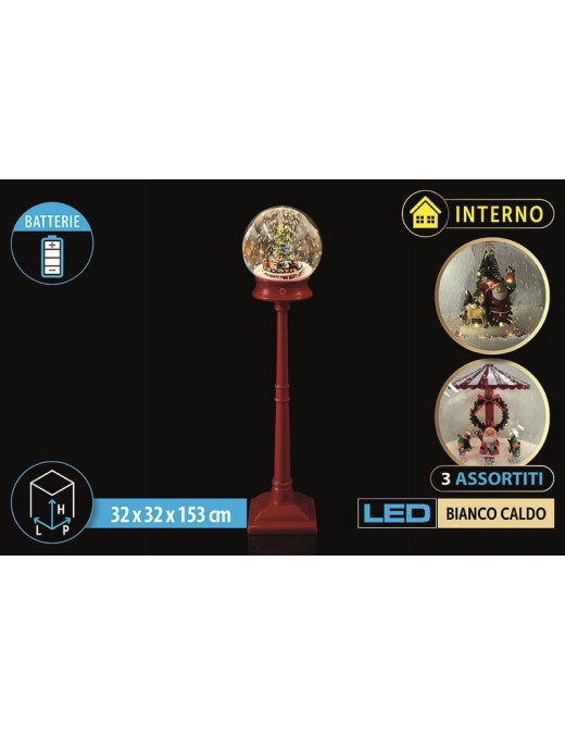 LAMPIONE A BATT. C/LED-MUSIC-NEVE 153cm