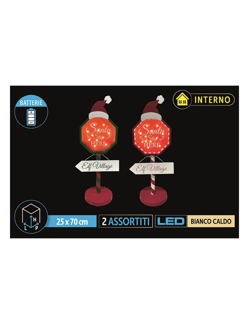 CARTELLO LED STOP SANTA  70cm 7142006