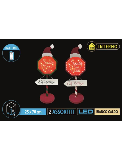 CARTELLO LED STOP SANTA  70cm 7142006