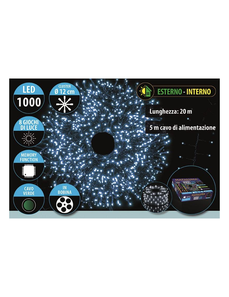 BIANCO CAVO V. CLUSTER 1000LED 20+5mt
